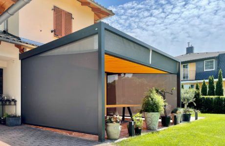 Terrassenüberdachung aus Aluminium und Glas - Schatteria