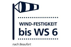 Die Plaza Viva zeichnet sich durch ihre hohe Windfestigkeit aus. So schafft sie spielend Belastungen bis Windstärke 6 nach Beaufort.